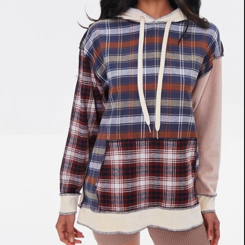 Plaid Colorblock Hoodie